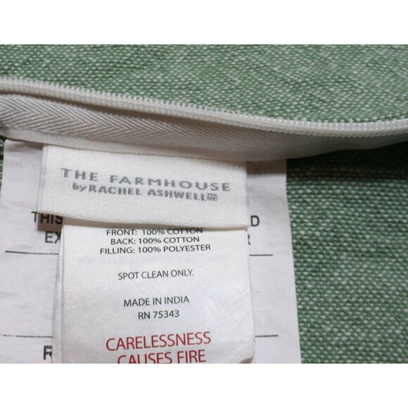 The Farmhouse Rachel Ashwell Set of 2 Green 20x20 Pillow Covers Shabby Cottage - Picture 6 of 7